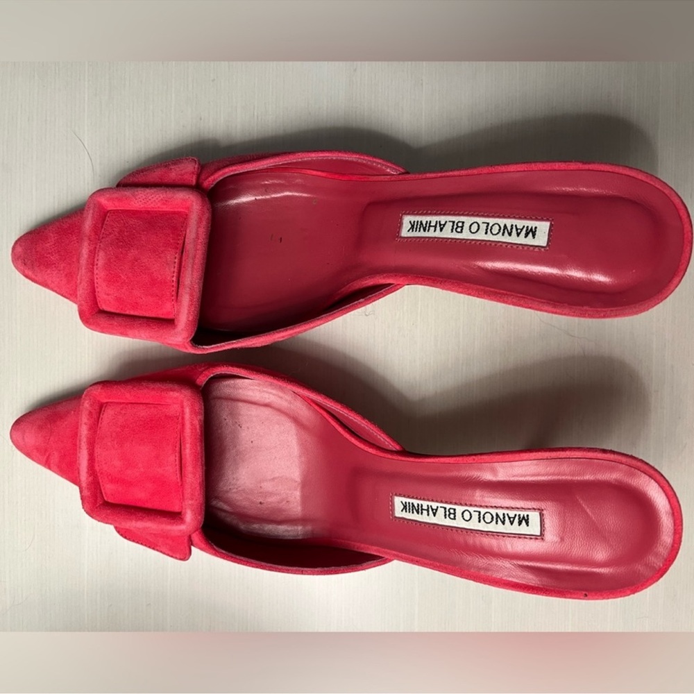 Manolo Blahnik Hot Pink Maysale 70mm Mule - Picture 7 of 14